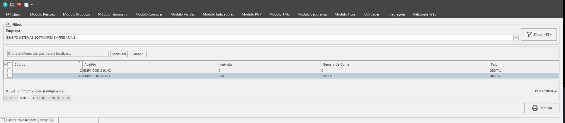 Tela do sistema — Boleto registrado direto no banco, sem arquivo de remessa